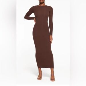 SKIMS Cocoa Fits Everybody Long Sleeve Dress